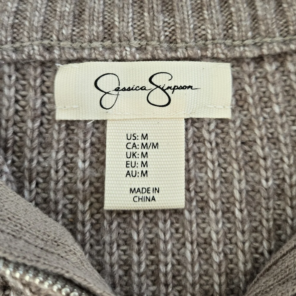 Jessica Simpson Khaki Cropped Sweater Women's Size Medium - Picture 2 of 8